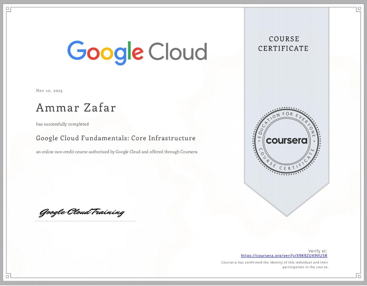 Google Cloud Fundamentals: CoreInfrastructure